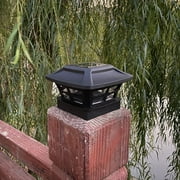 Yoloke Solar Post Cap Lights Outdoor Waterproof Solar Deck Post Lights Bright LED Fence Post Lights Solar Powered 2 Color Modes Cool Warm Lighting 4x4'' Garden Patio Porch Black